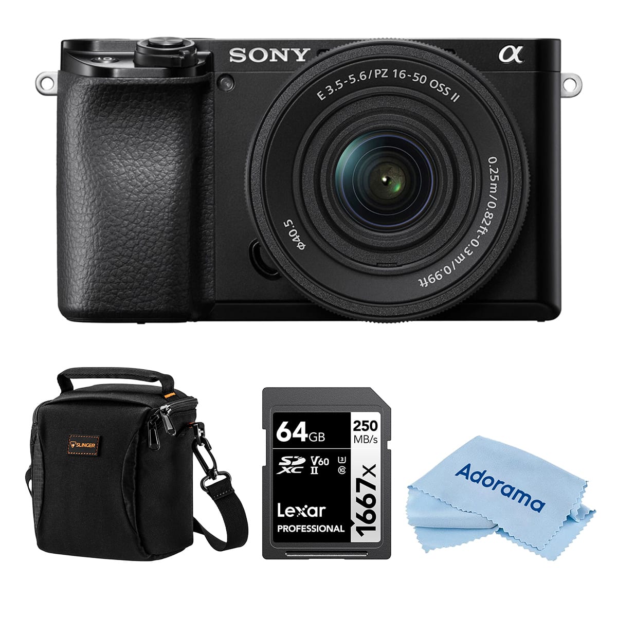 Bundle - Sony - Alpha a6100 Mirrorless Camera with 16-50mm f/3.5-5.6 Lens, with 64GB SDXC Memory Card and Shoulder Bag price history on PriceWatchPro