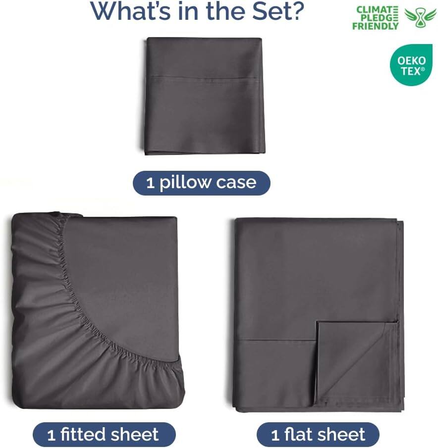 What's in the Set?  
1 pillow case  
1 fitted sheet  
1 flat sheet