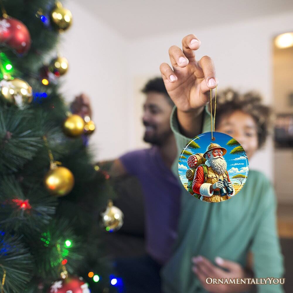 Alt View 1. OrnamentallyYou - Santa Claus on a Safari Adventure Ornament Christmas Gift and Decor for Explorers - Multi-colored.