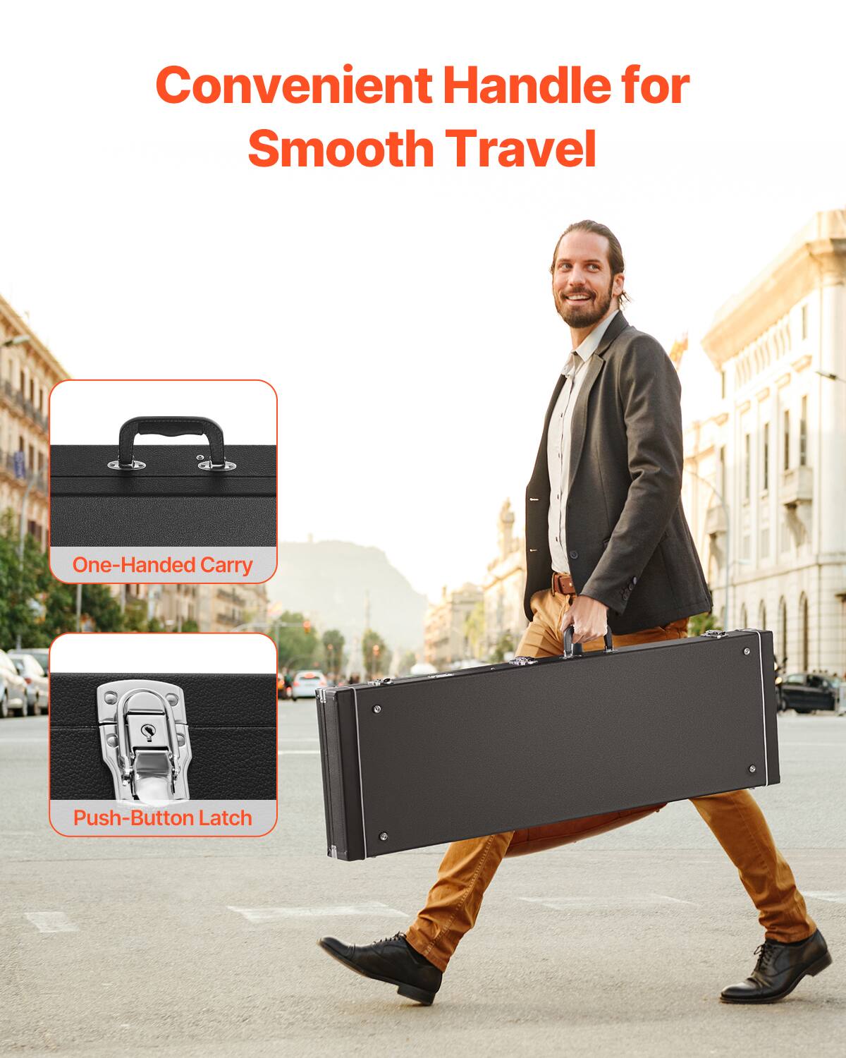 Convenient Handle for Smooth Travel

One-Handed Carry

Push-Button Latch
