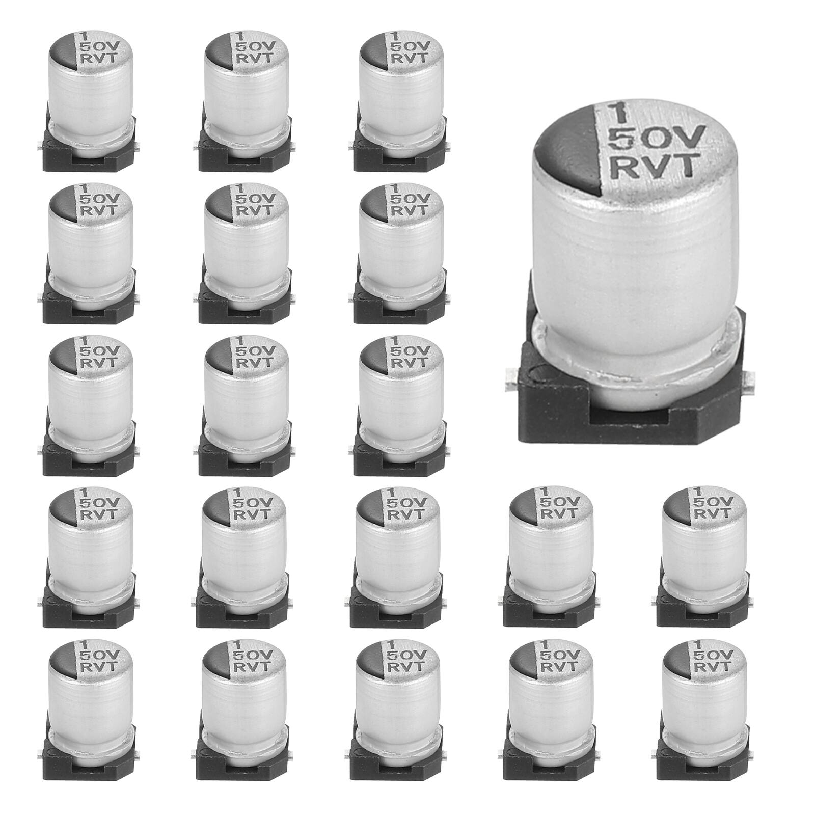 Unique Bargains - 1uF 50V SMD Aluminum Electrolytic Capacitor, Low Impedance, 4x5.4mm, 20pcs, for TV/Computer/DIY - Silver