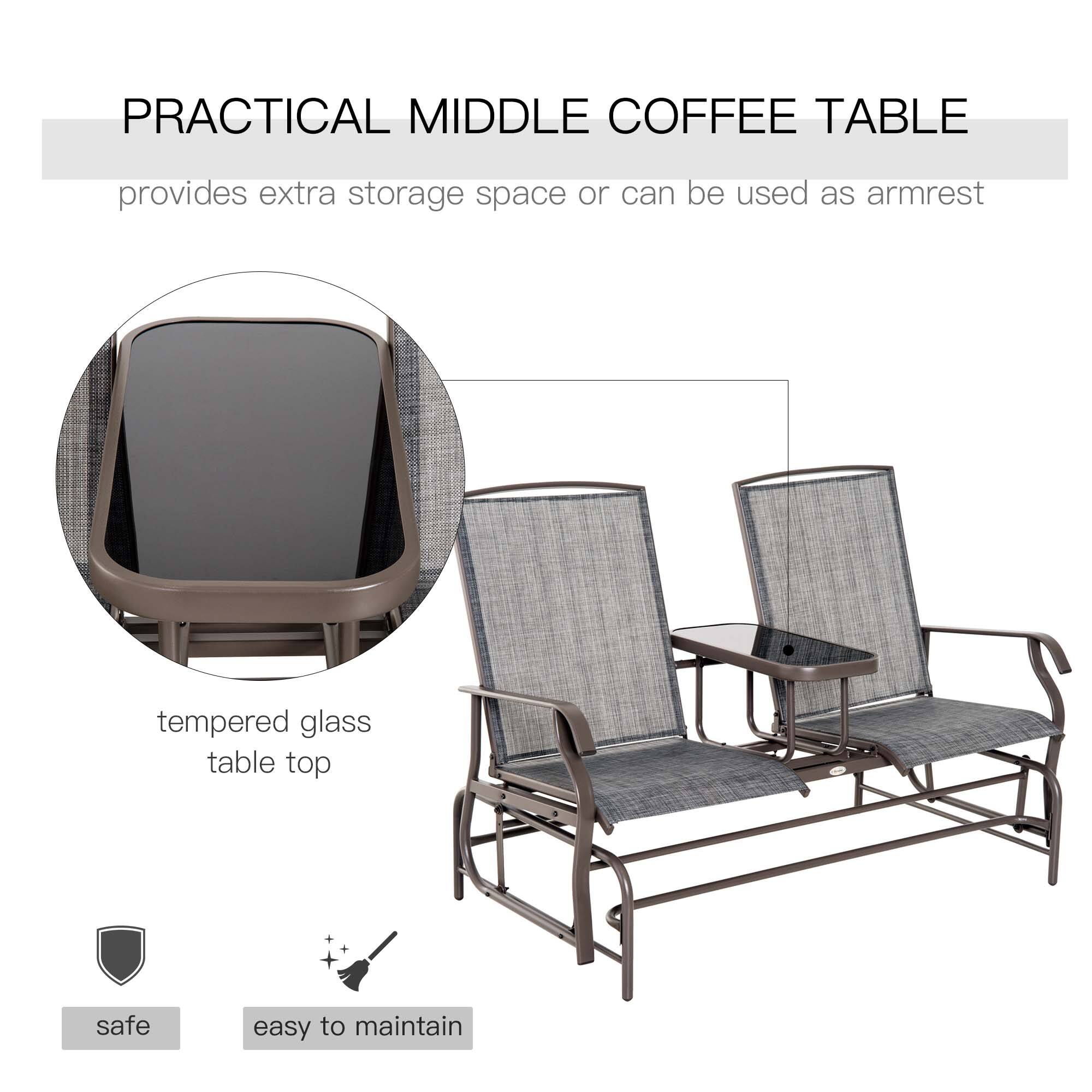 PRACTICAL MIDDLE COFFEE TABLE provides extra storage space or can be used as armrest tempered glass table top + + safe easy to maintain
