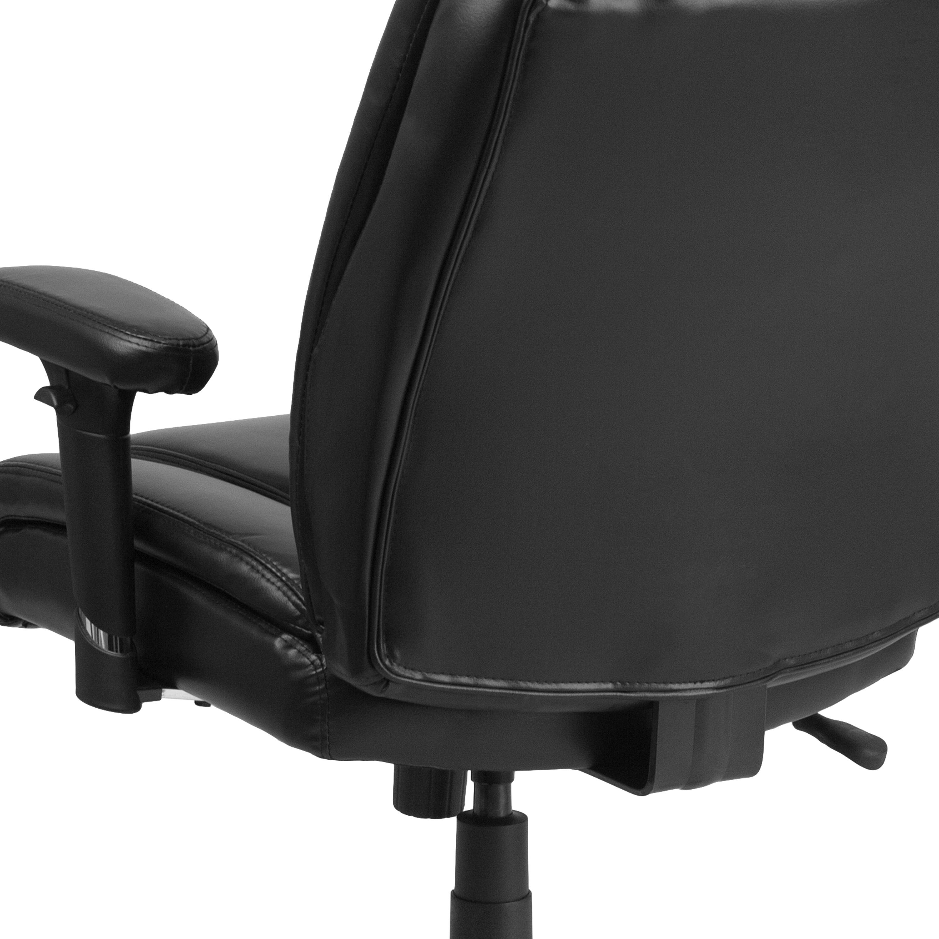 Alt View 8. Emma + Oliver - Big & Tall 400 lb. Rated Leather Swivel Ergonomic Task Office Chair with Chrome Base and Adjustable Arms - Black.