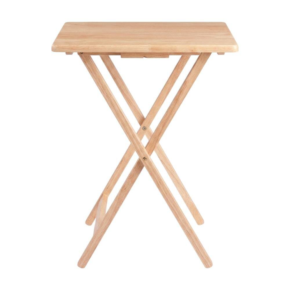 Back. FurniFact - 5-PC Folding Tray Table Set - Natural.