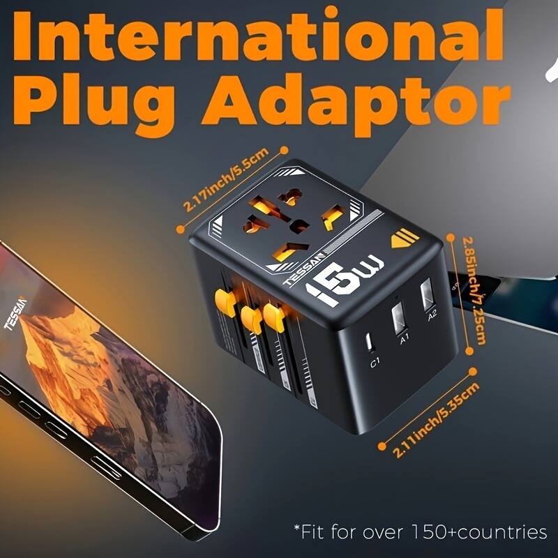 International Plug Adaptor  
2.17 inch/5.5 cm  
15w  
2.85 inch/7.25 cm  
2.11 inch/5.35 cm  
*Fit for over 150+ countries