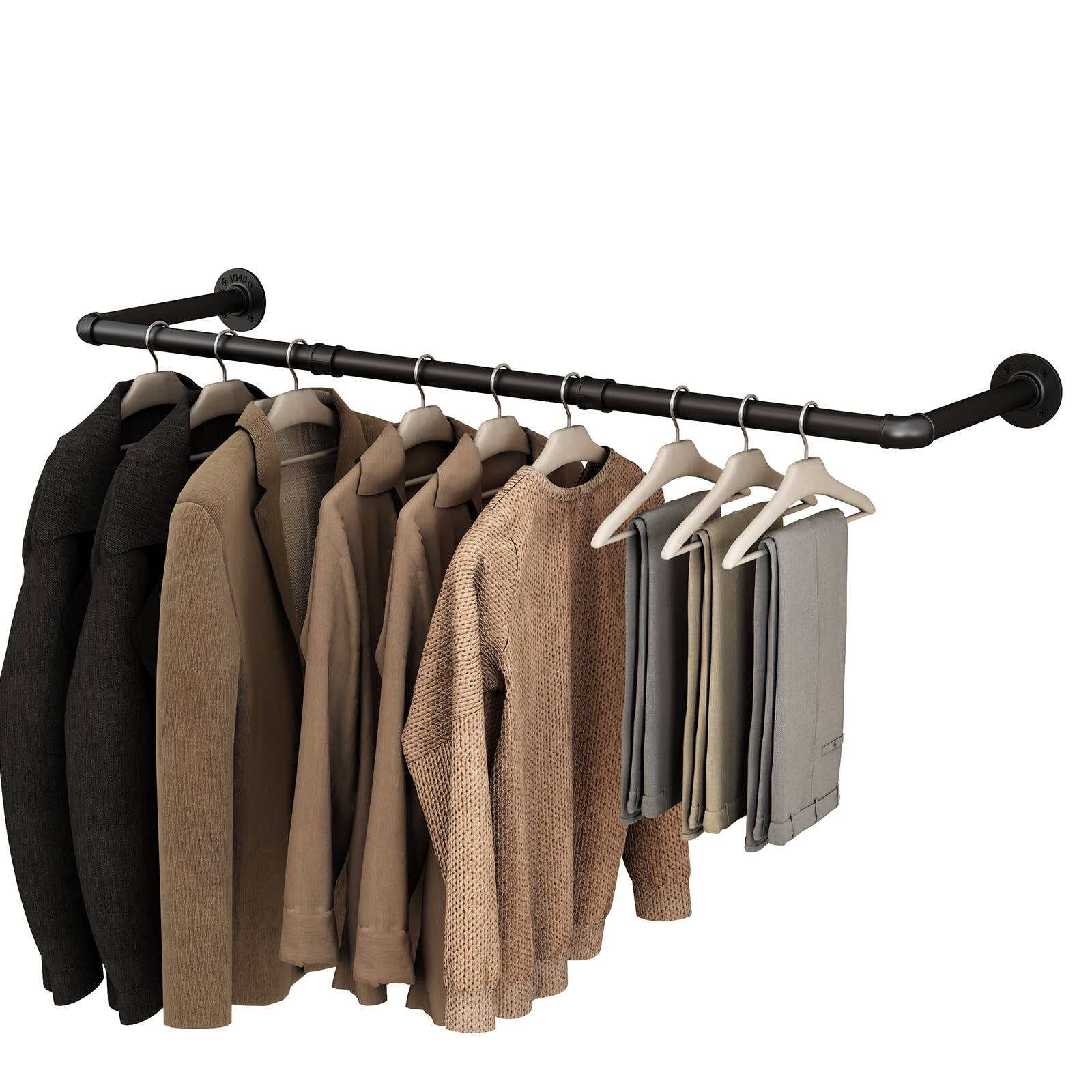Front. Refined Abode Design - Industrial Pipe Clothing Rack Clothes Racks For Hanging Garment Iron Bar Multi-purpose Rod Closet 2 Base() () - Default.