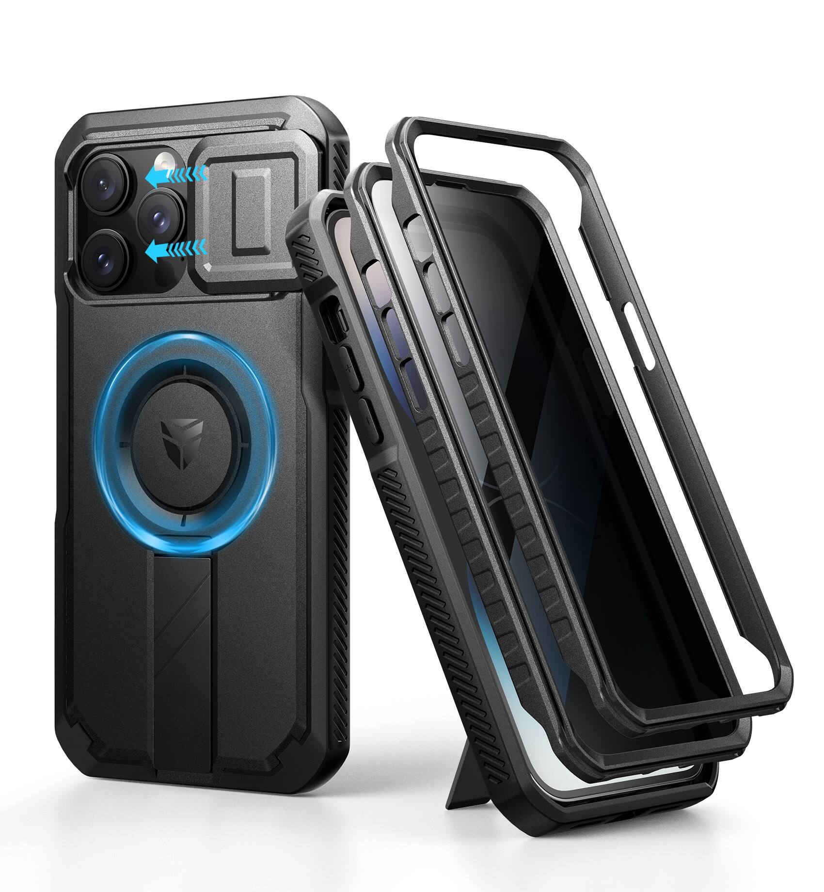 Angle. dexnor - Case for iPhone 14 Pro Max with Privacy Screen Protector Compatible with MagSafe Rugged Bumper Case Protective Cover - Privacy Black.