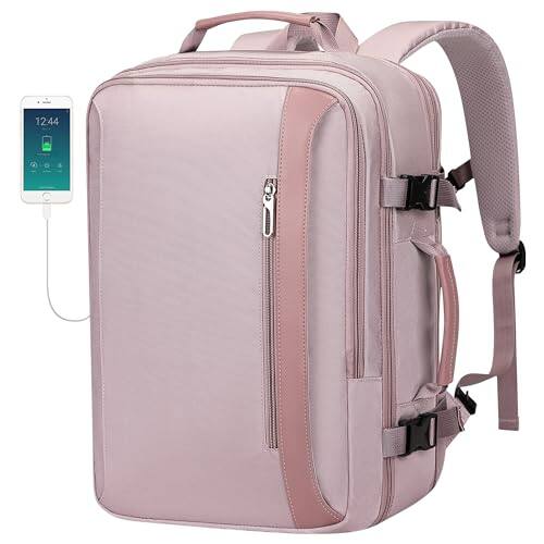 Cozy Serene - Travel Backpack For Women Men Expandable Carry On Backpacks Flight Approved 40l 16 Inch Laptop Bag With Usb Port pe034 - Light Purple