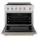 Angle. ZLINE - 36 in. Wide 5 Elements Autograph 5.2 cu. ft. Paramount Freestanding Induction Range with Electric Oven w/ Gold Accents - Stainless Steel.