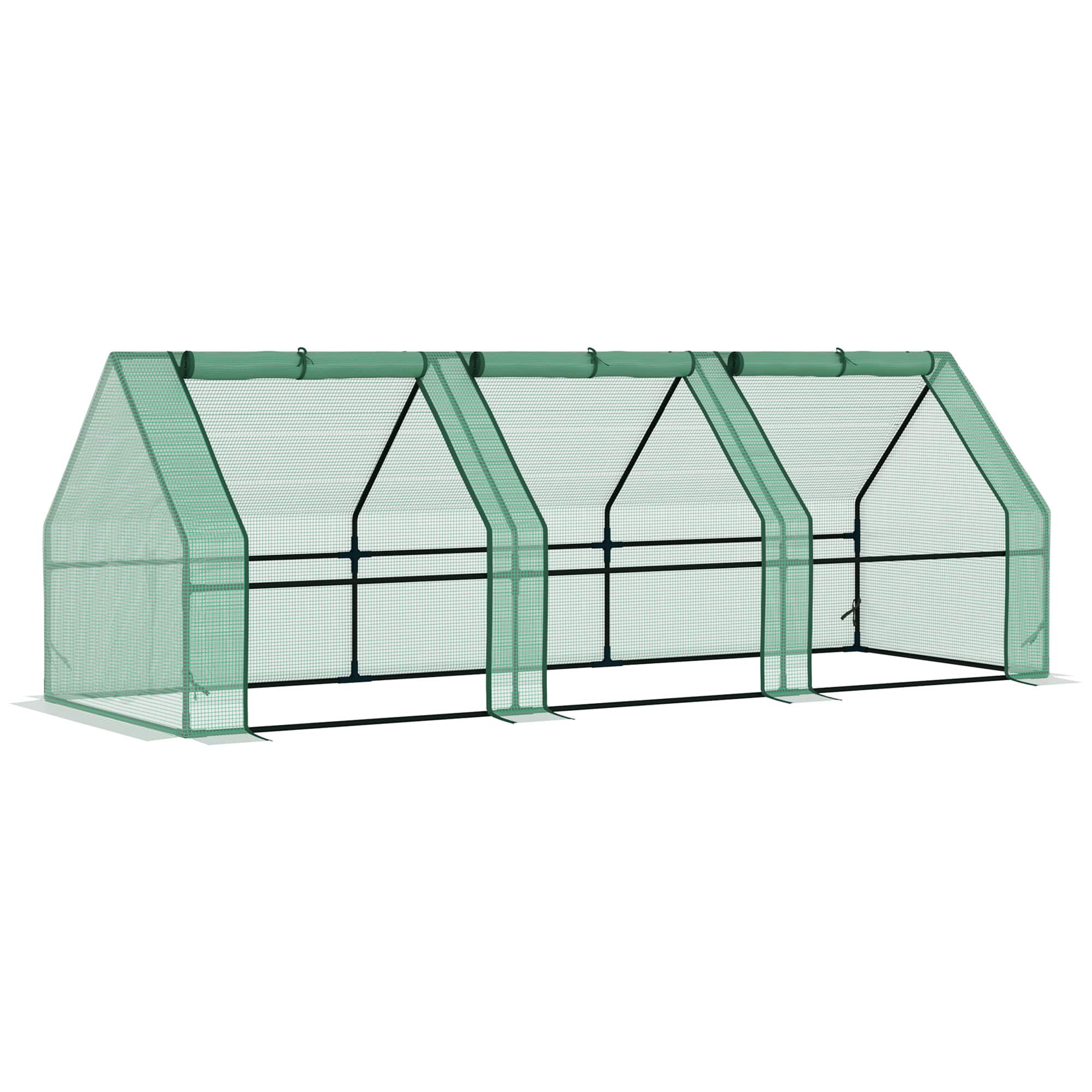 Front. Outsunny - 9' x 3' x 3' Mini Greenhouse with Zippered Doors & Roll-up Windows, Portable Plant Hot House with Durable PE Cover.