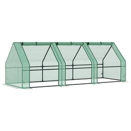 Outsunny - 9' x 3' x 3' Mini Greenhouse with Zippered Doors & Roll-up Windows, Portable Plant Hot House with Durable PE Cover