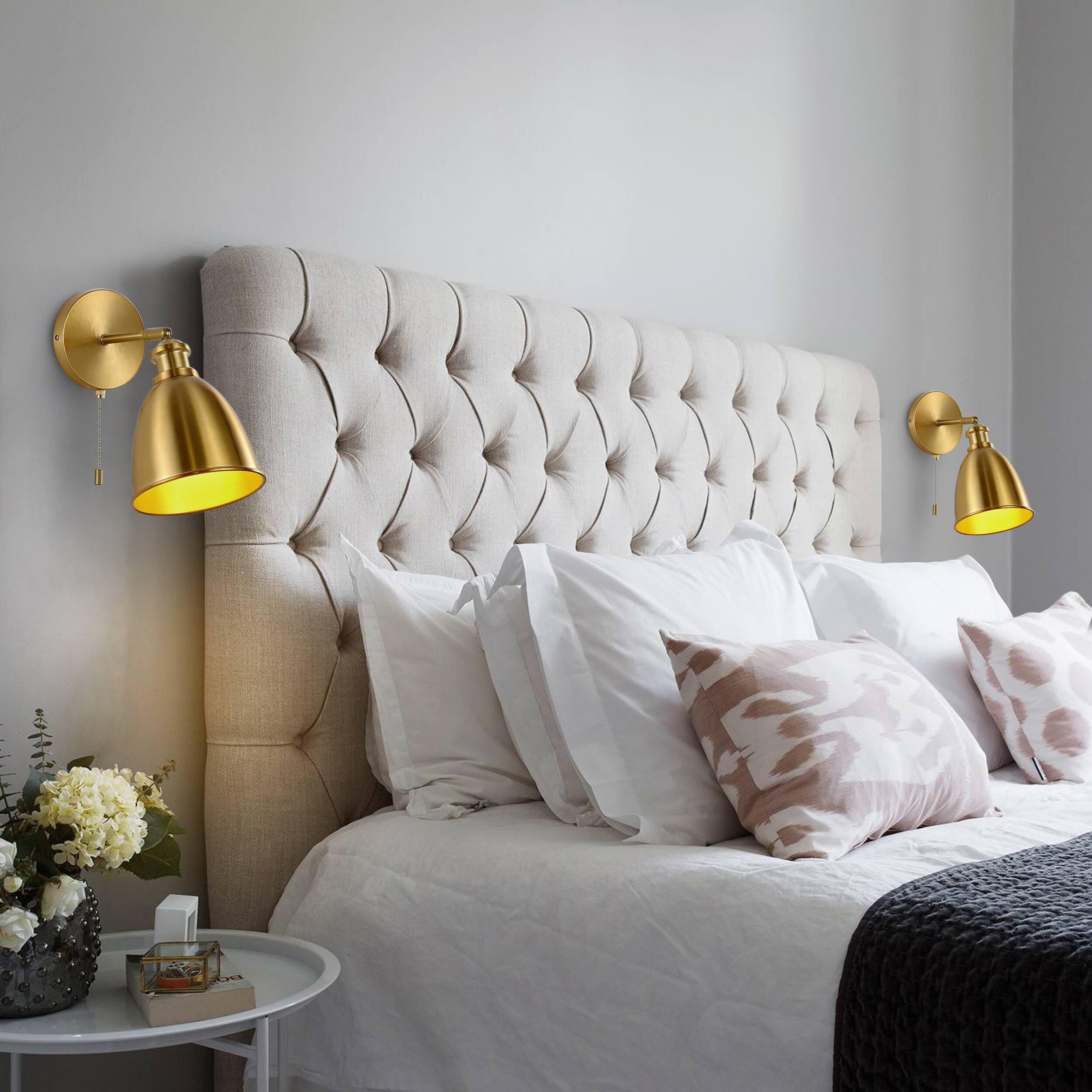 Alt View 1. Jonathan Y - Hudson 6.5" 1-Light Farmhouse Bohemian Iron LED Sconce, Brass Gold (Set of 2) - Brass Gold.
