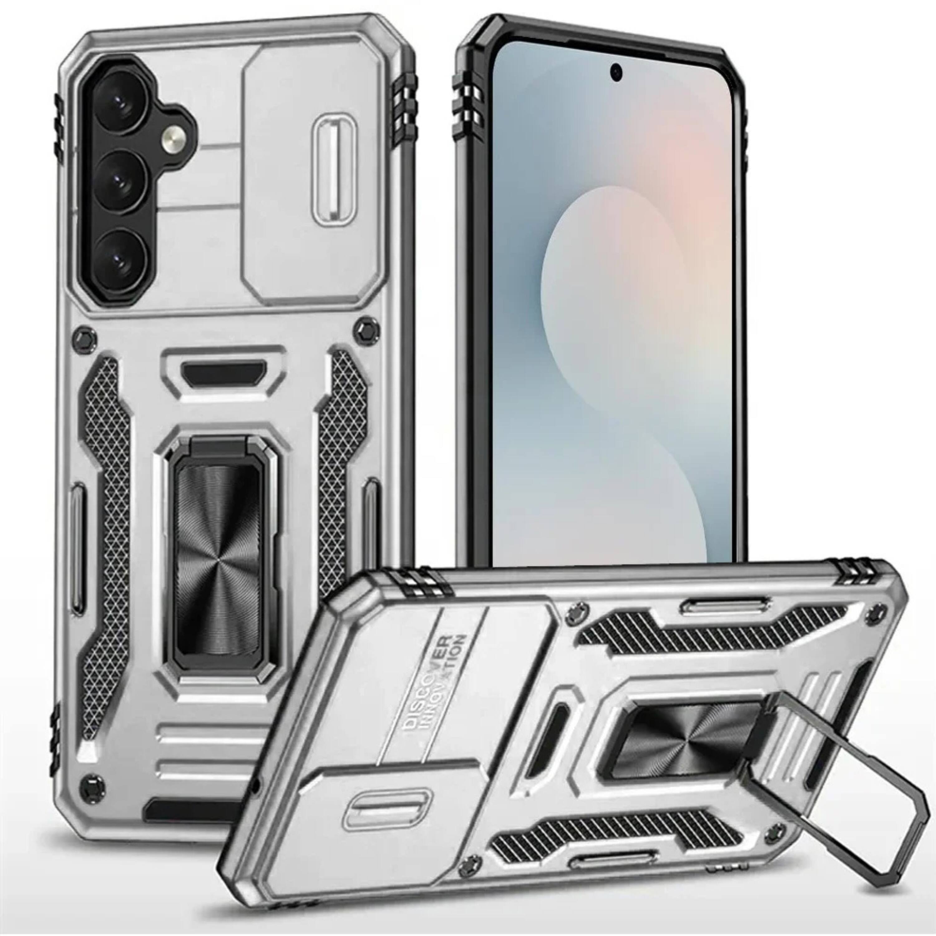 Kitcheniva - Sliding Camera Lens Cover Case For Samsung S25 FE With Magnetic Ring Stand - Silver price history on PriceWatchPro