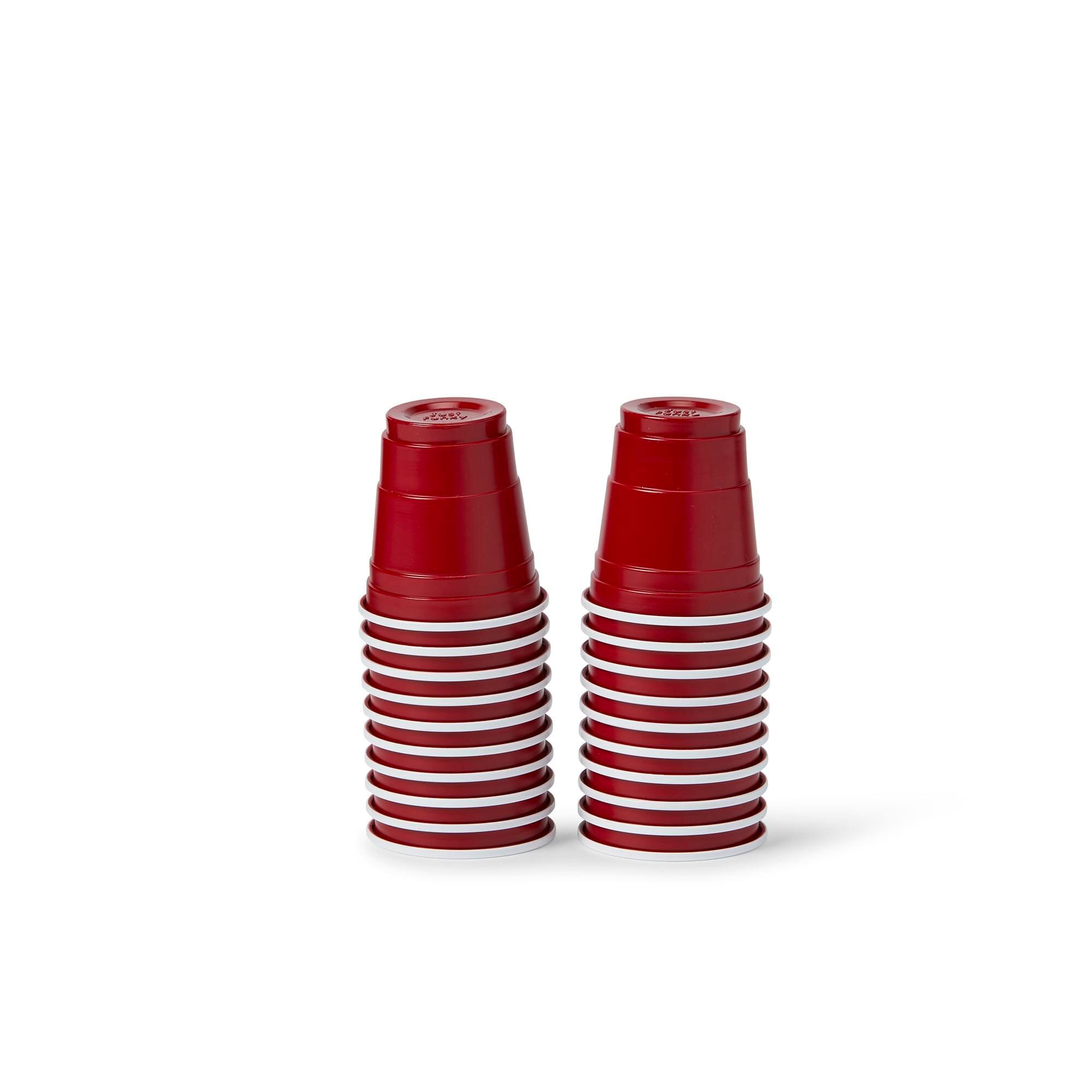Front. Just Funky - 20 Pack Shot Glasses - 1.5 oz Acrylic Party Cup - Red Plastic Shot Glass - Red.