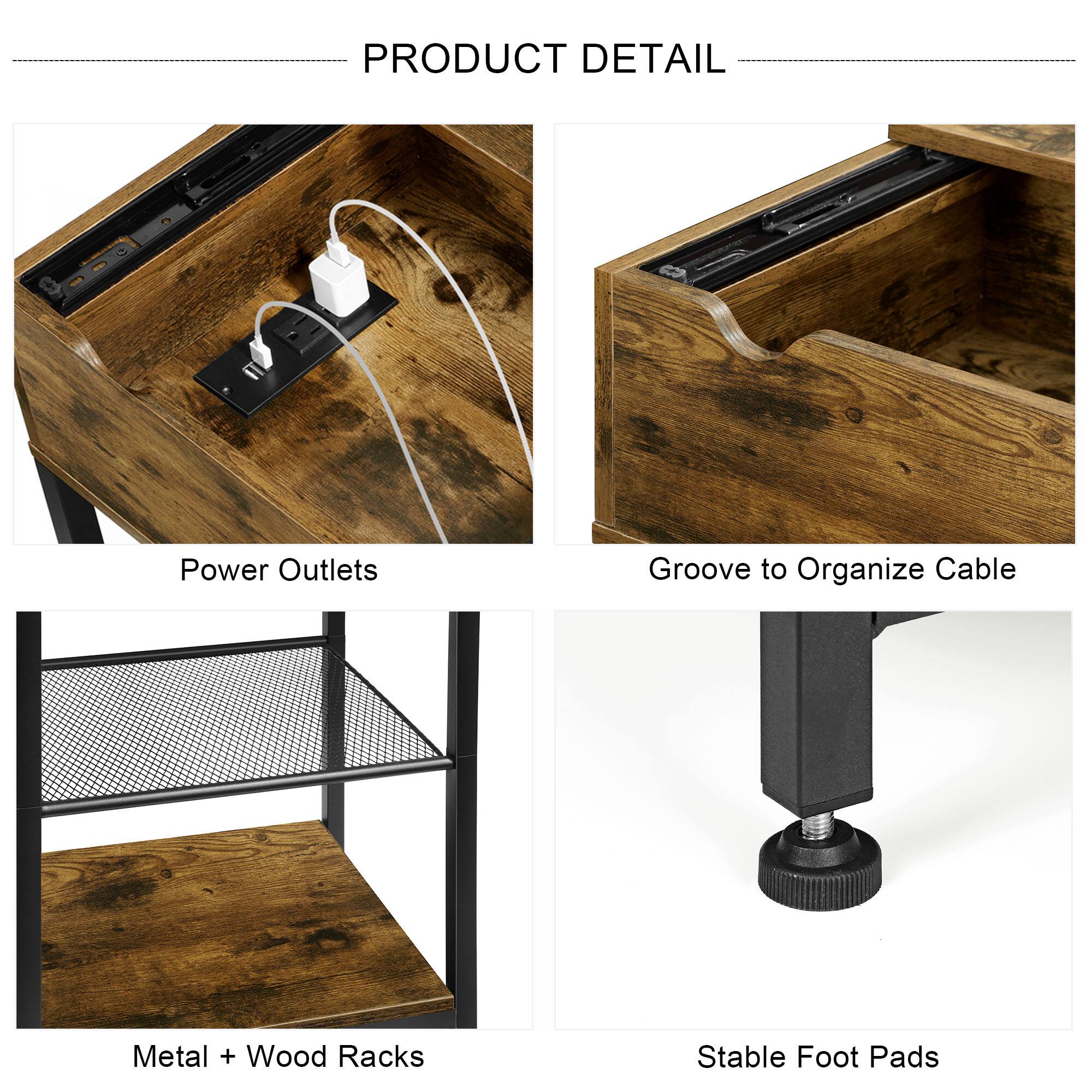 PRODUCT DETAIL

- Power Outlets
- Groove to Organize Cable
- Metal + Wood Racks
- Stable Foot Pads