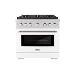 ZLINE - 36 in. Paramount Dual Fuel Range with 6 Burner DuoPro Cooktop & Convection Oven w/ White Door (PSDR-WM-36) - Stainless Steel with White Matte Door