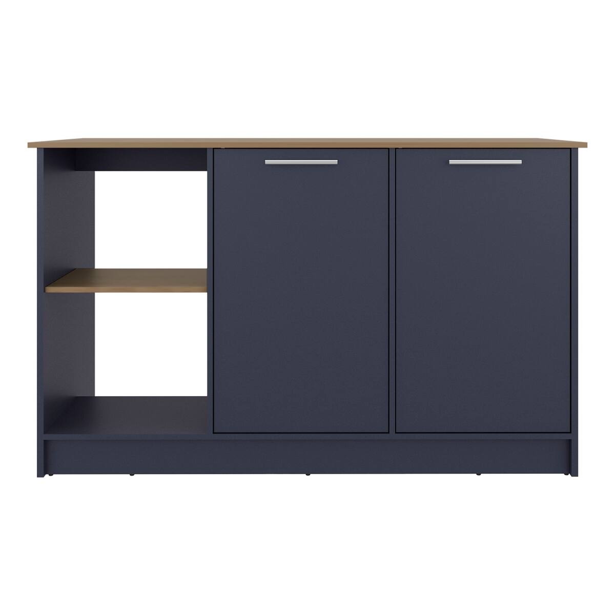 Alt View 3. Loheer - Loheer Multicolor Kitchen Island with Storage Cabinet and Open Shelves - Multicolor.