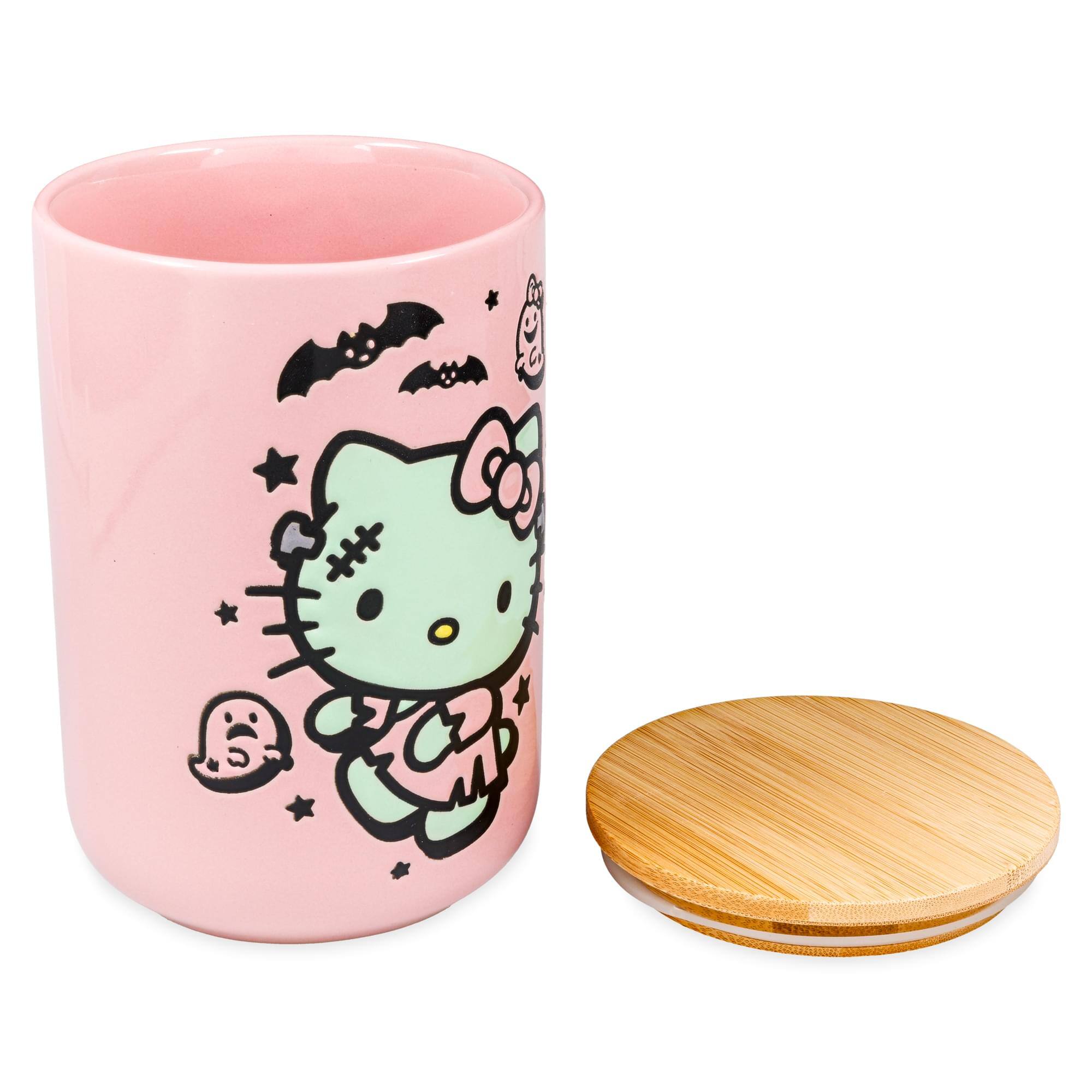 Alt View 10. Silver Buffalo - Sanrio Hello Kitty Frankenkitty 6.5-Inch Ceramic Snack Jar With Bamboo Lid - Pink.