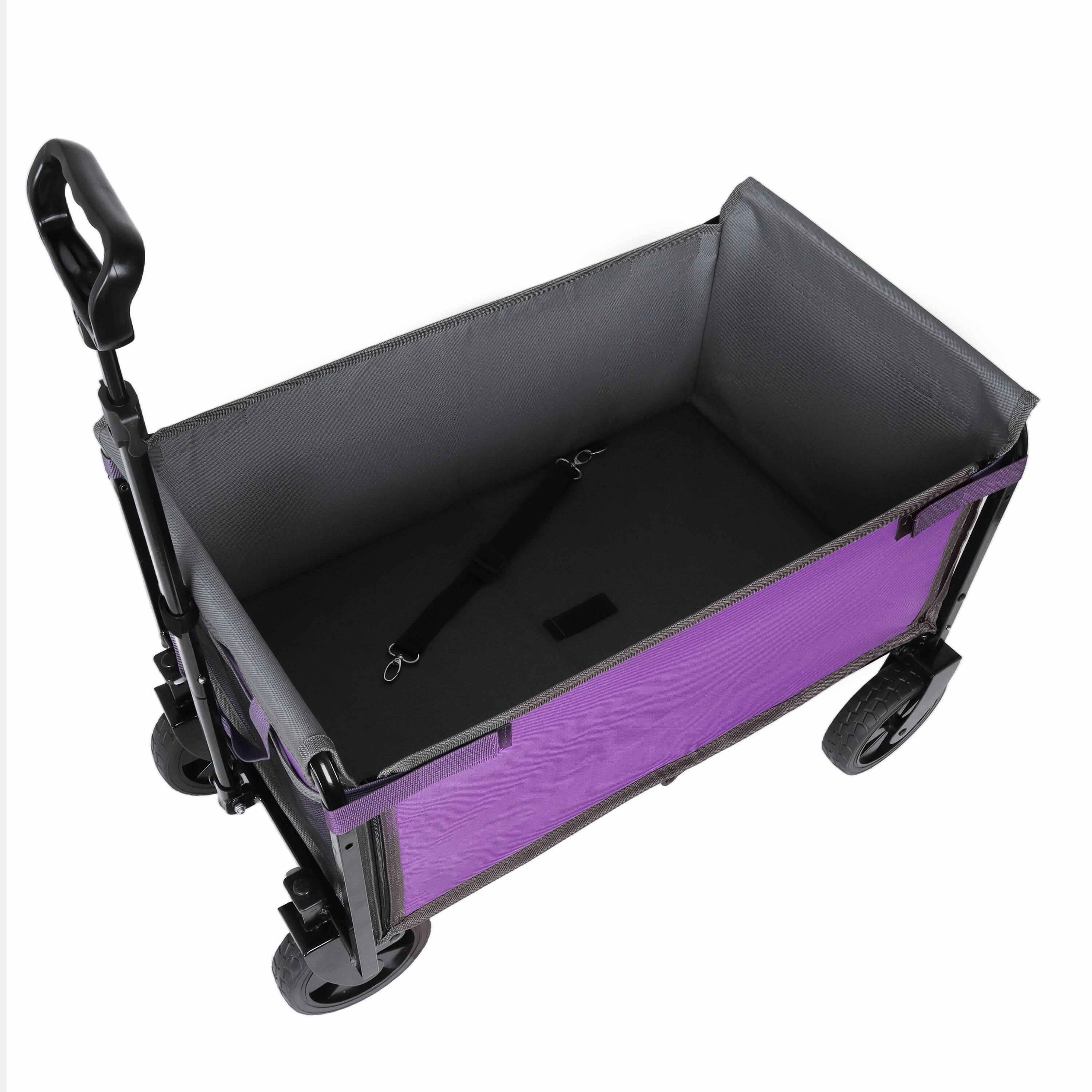 Angle. Mondawe - 3-in-1 Lightweight Collapsible Utility Carts - Wagon/Trunk Organizer/Pet Wagon w/ 360° All-Terrain Wheels - Purple.