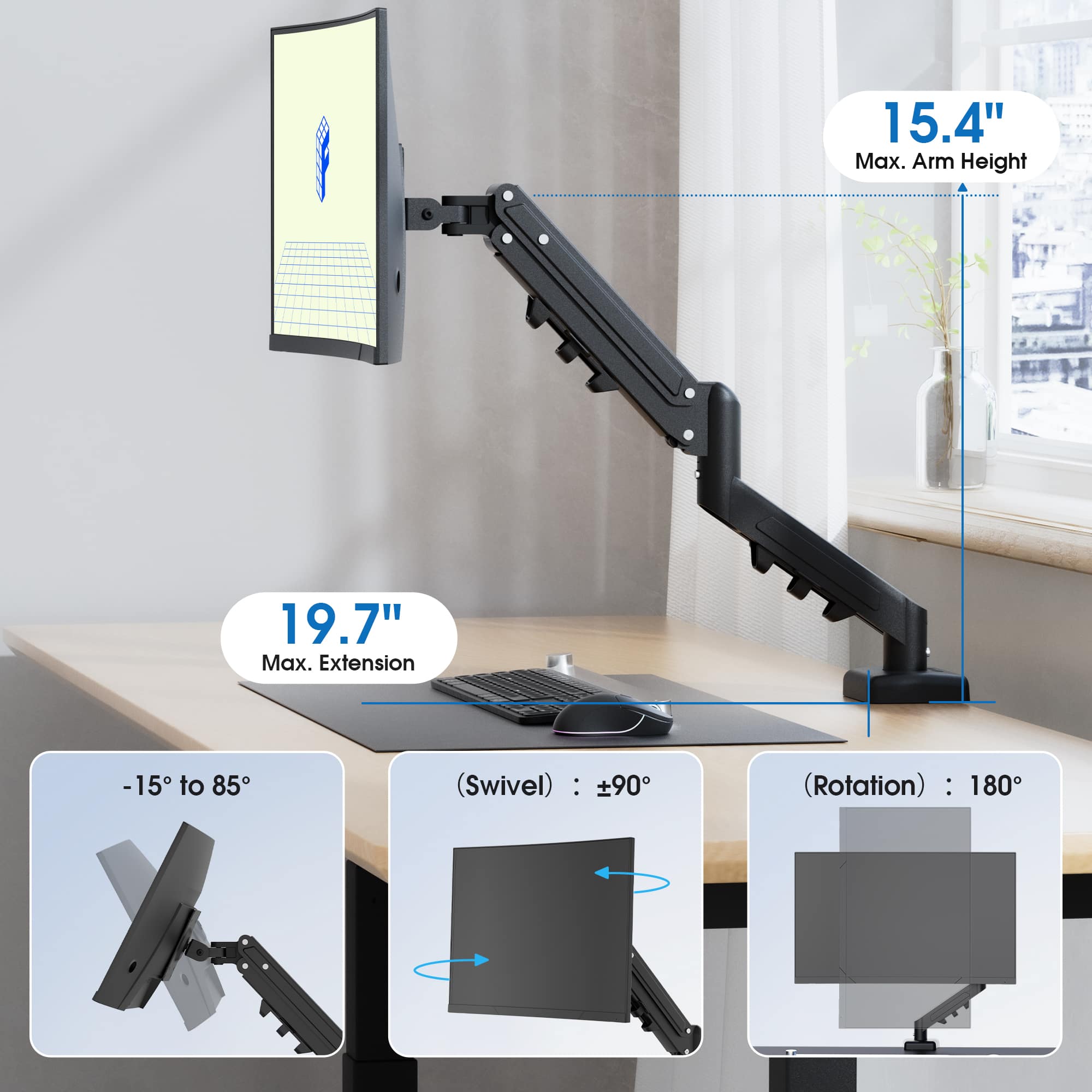 FlexiSpot MA1 Adjustable Single Monitor Arm for 17