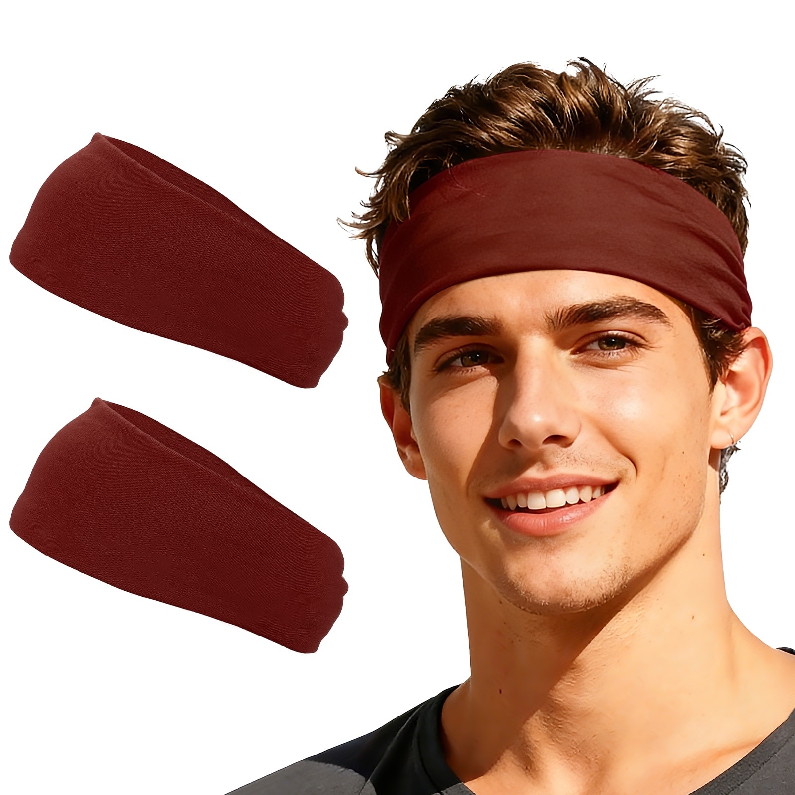 Unique Bargains - Sport Headbands for Men & Women, Stretchy Sweatband Absorbent Headbands, 2pcs - For Yoga/Sports/Running/Fitness/Cycling - Dark Orange price history on PriceWatchPro