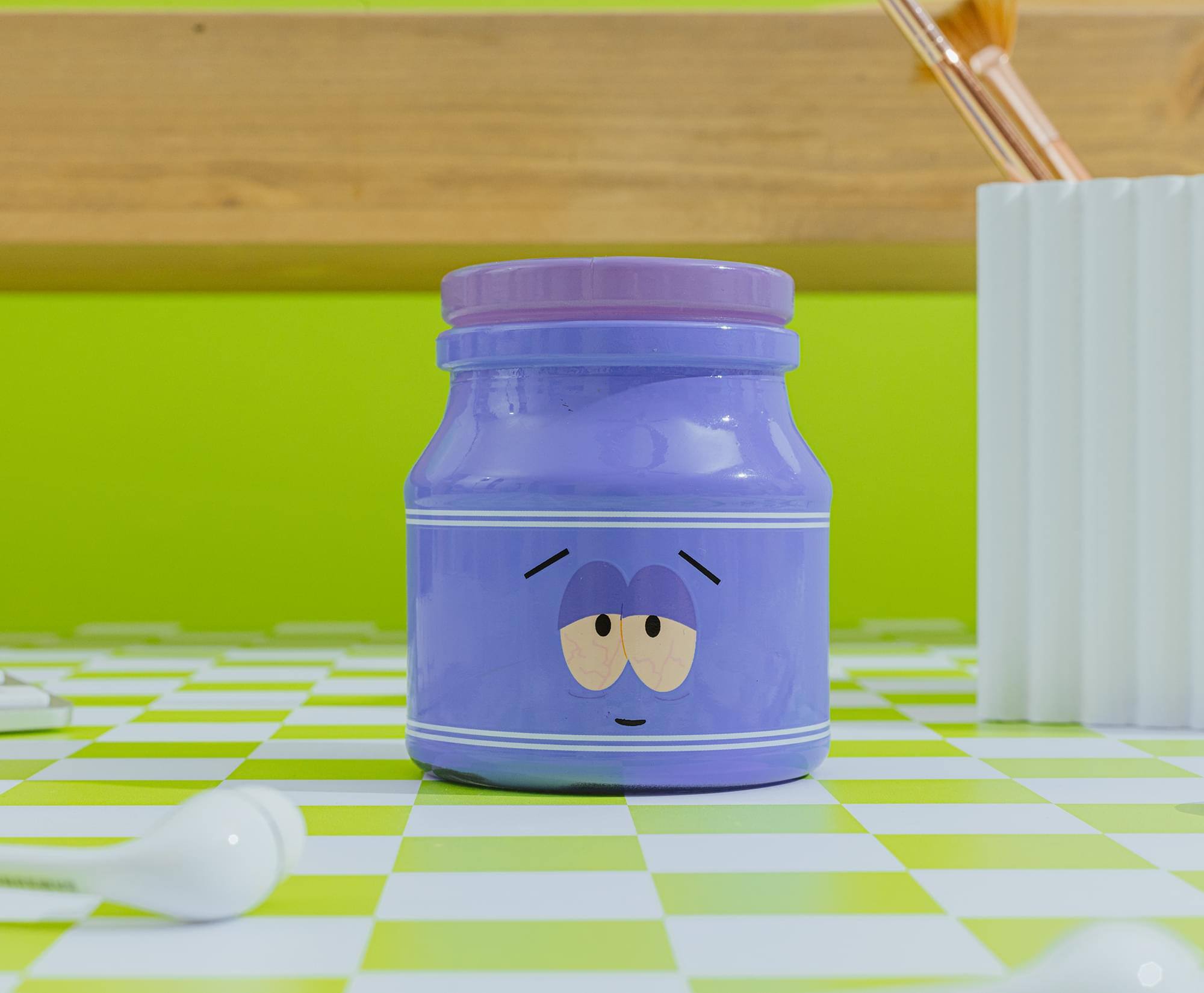 Alt View 2. Silver Buffalo - South Park Towelie "Wanna Get High?" Glass Storage Jar With Lid | Holds 5 Ounces - Purple.