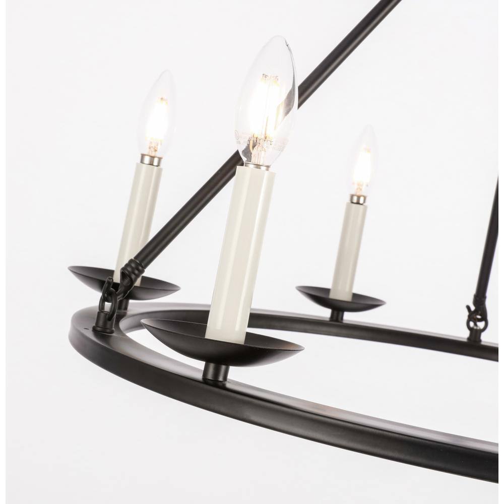 Back. Living District - Maine 6 light Black chandelier - Black.