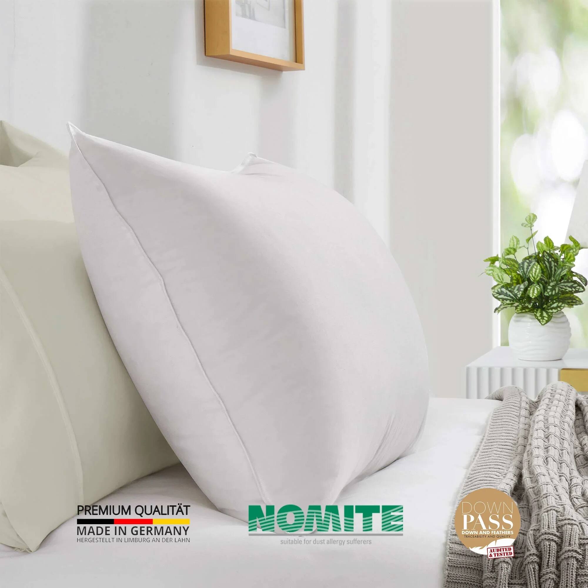 PREMIUM QUALITÄT DOWN MADE IN GERMANY NOMITE PASS DOWN AND FEATHERS AND TAN A0 / HERGESTELLT IN LIMBURG AN DER LAHN suitable for dust allergy sufferers AEDITED ATENIED