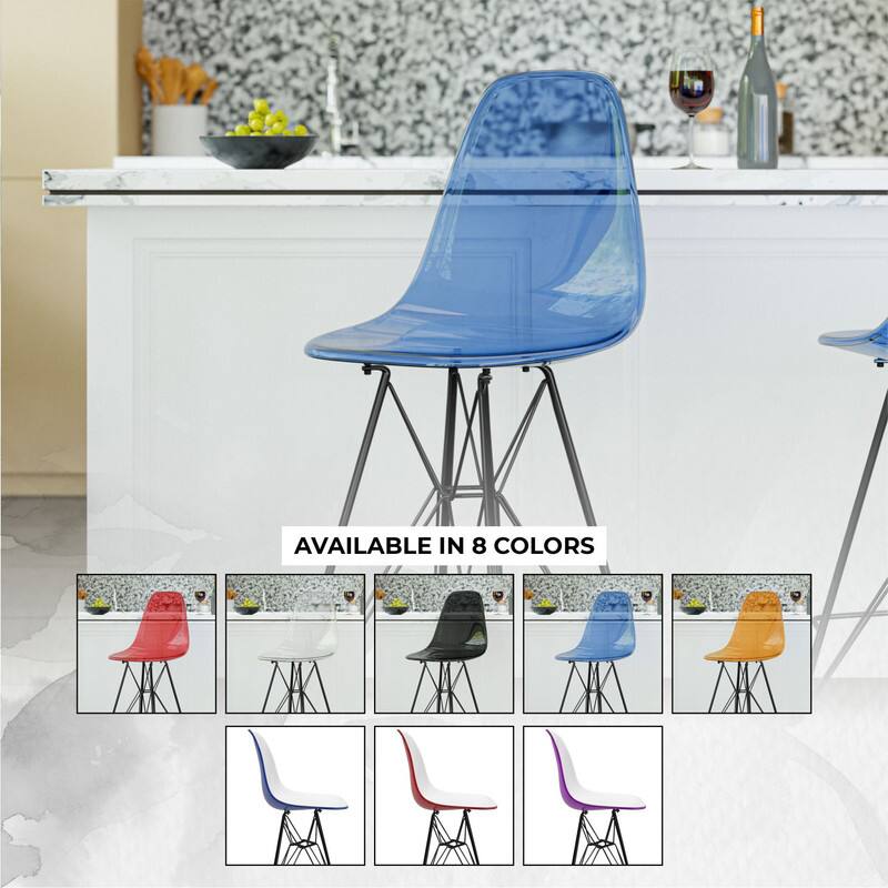 LeisureMod Cresco Modern Acrylic Barstool, Swivel Counter Height Stool ...
