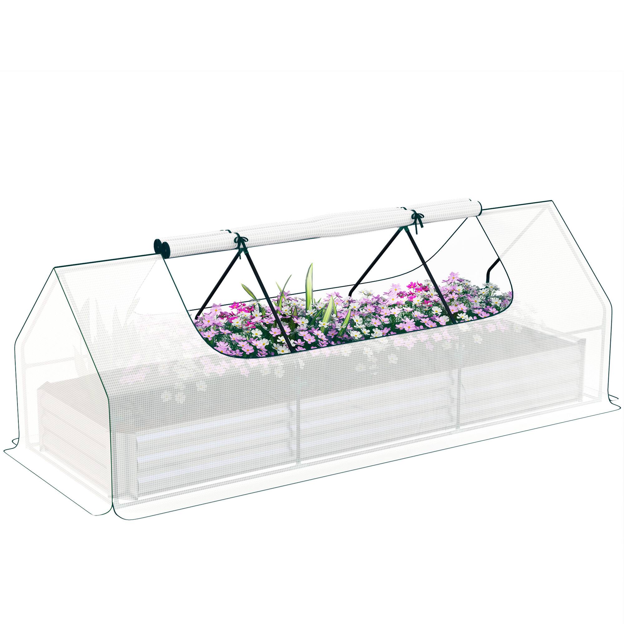 Outsunny - 8.6 x 3 x 1ft Raised Garden Bed with Mini Greenhouse, Galvanized Raised Garden Bed with Cover for Herbs and Vegetables - White price history on PriceWatchPro