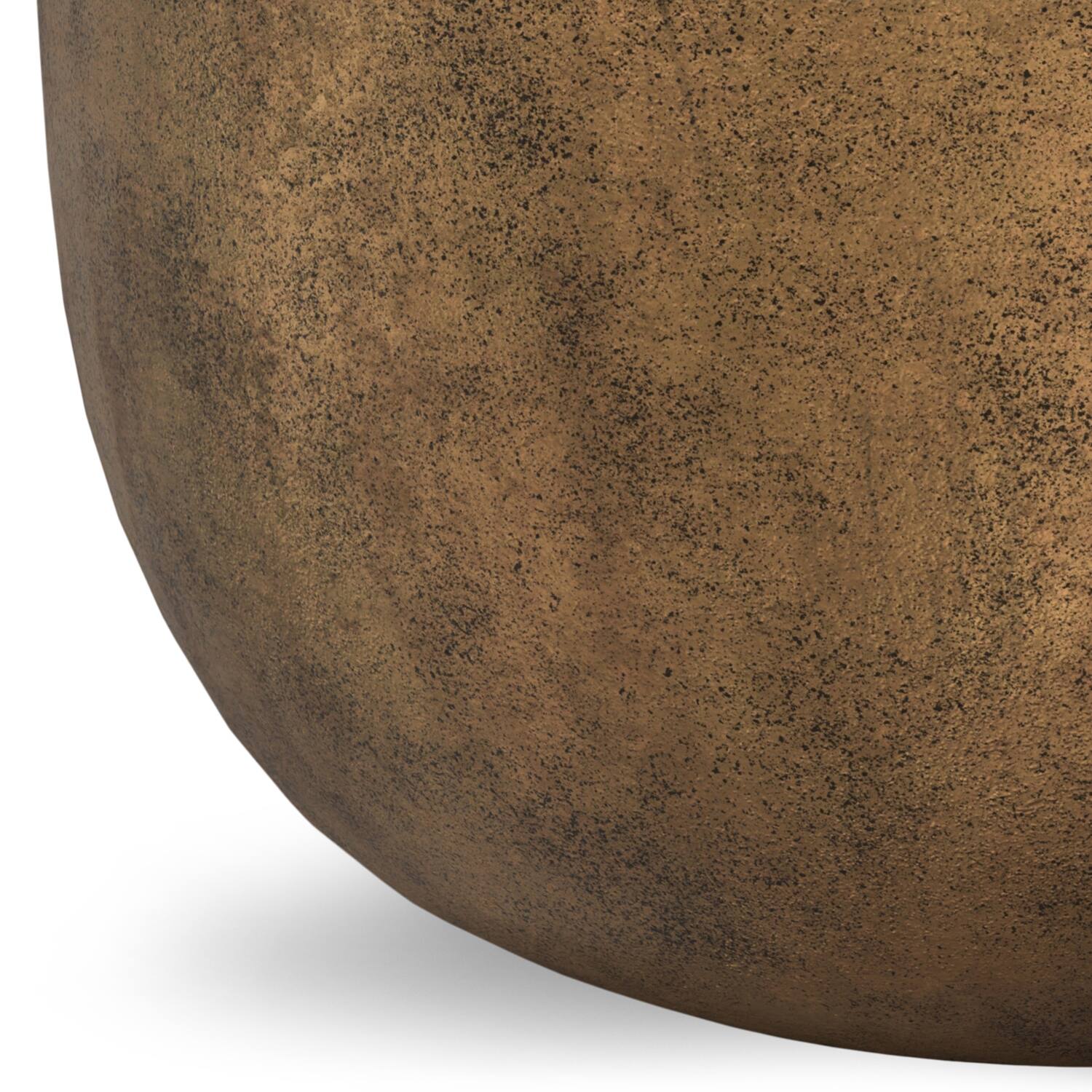 Alt View 8. Simpli Home - Timmons 21 inch Wide Round Contemporary Cast Aluminum Coffee Table in Antique Brass, Fully Assembled - Antique Brass.