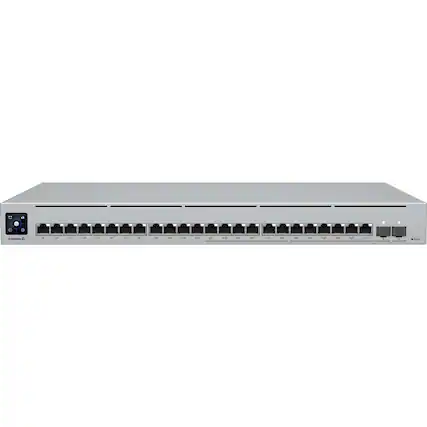 Front. Ubiquiti - Enterprise 24-Port Gigabit & 2.5G PoE+ Compliant Managed Switch USW-Enterprise-24-Po - Gray.