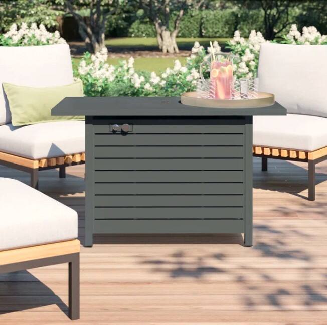 Alt View 1. Mondawe - 25 H x 42 W Outdoor Fire Pit Table with Lid (Gray) - Gray.