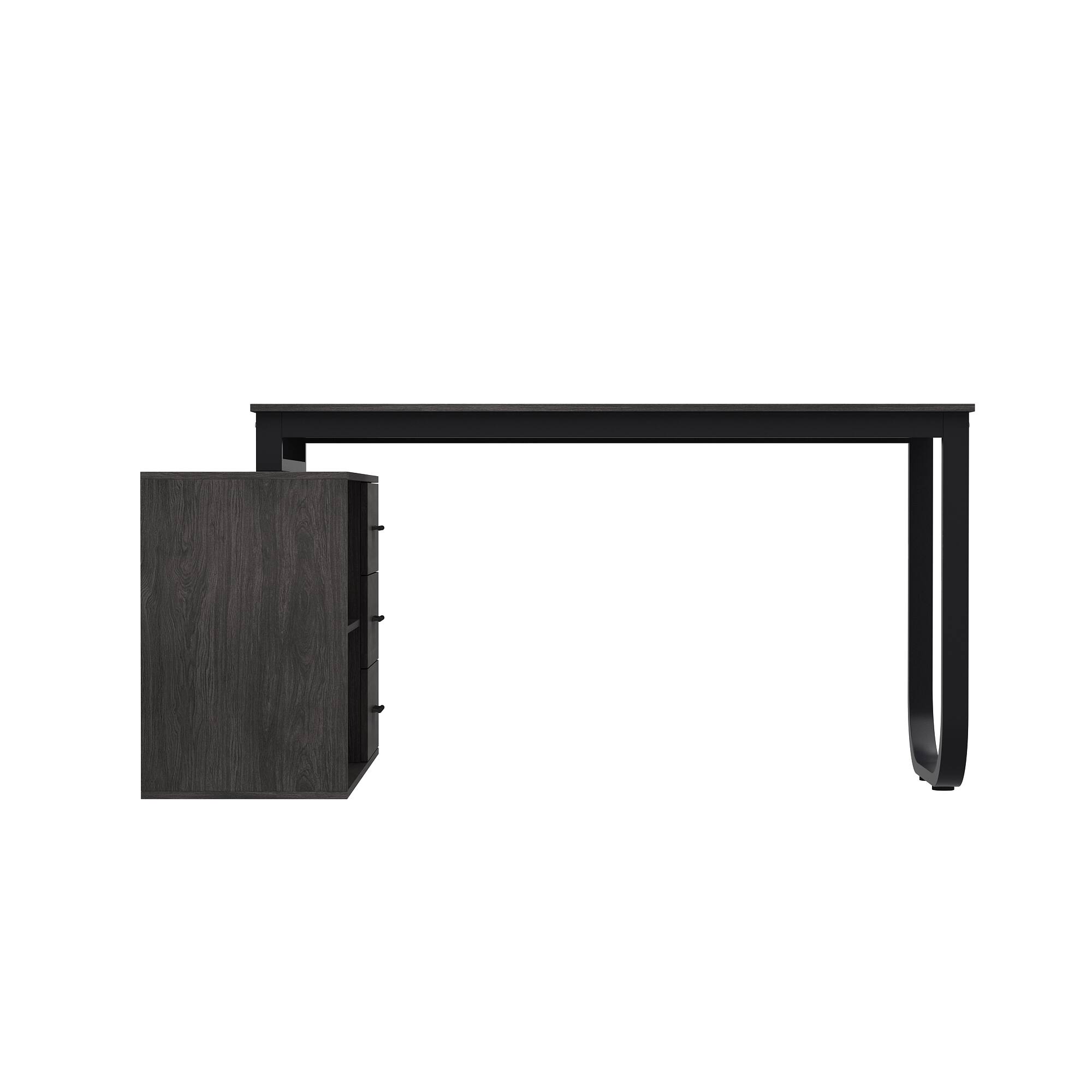 Back. FUFU&GAGA - FUFU&GAGA L - Shaped Office Desk with Storage - Modern Workstation for Home & Office - Gray.