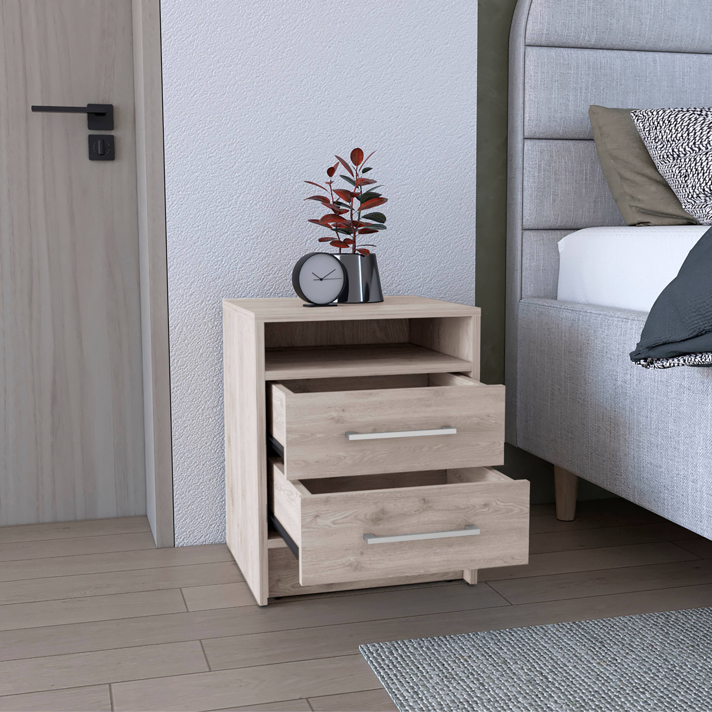 Alt View 1. Spaco - Spaco Nightstand with 2 Darwers, End Table, Side Table Superior Top for Bedroom - Gray.