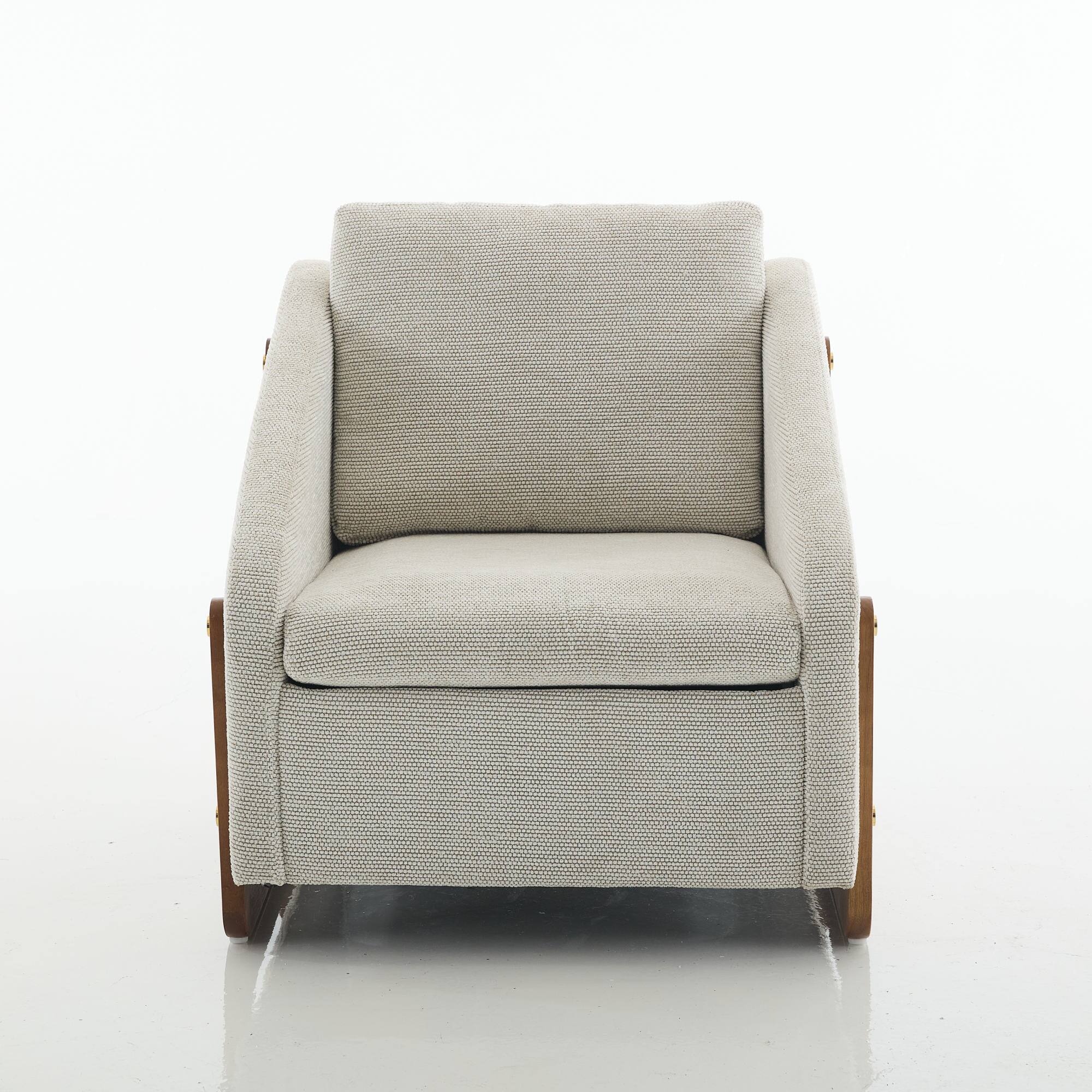 Alt View 7. GOODSILO - Modern Upholstered Armchair with Wooden Side Frame and Cushioned Seat for Living Room or Bedroom - Beige.