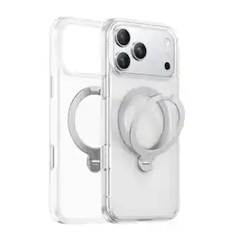 TORRAS - Ostand Q3 Spin - Military-Grade Magnetic Rotatable Case, 90° Adjustable Stand & MagSafe for iPhone 18 ProMax, Clear - Purple
