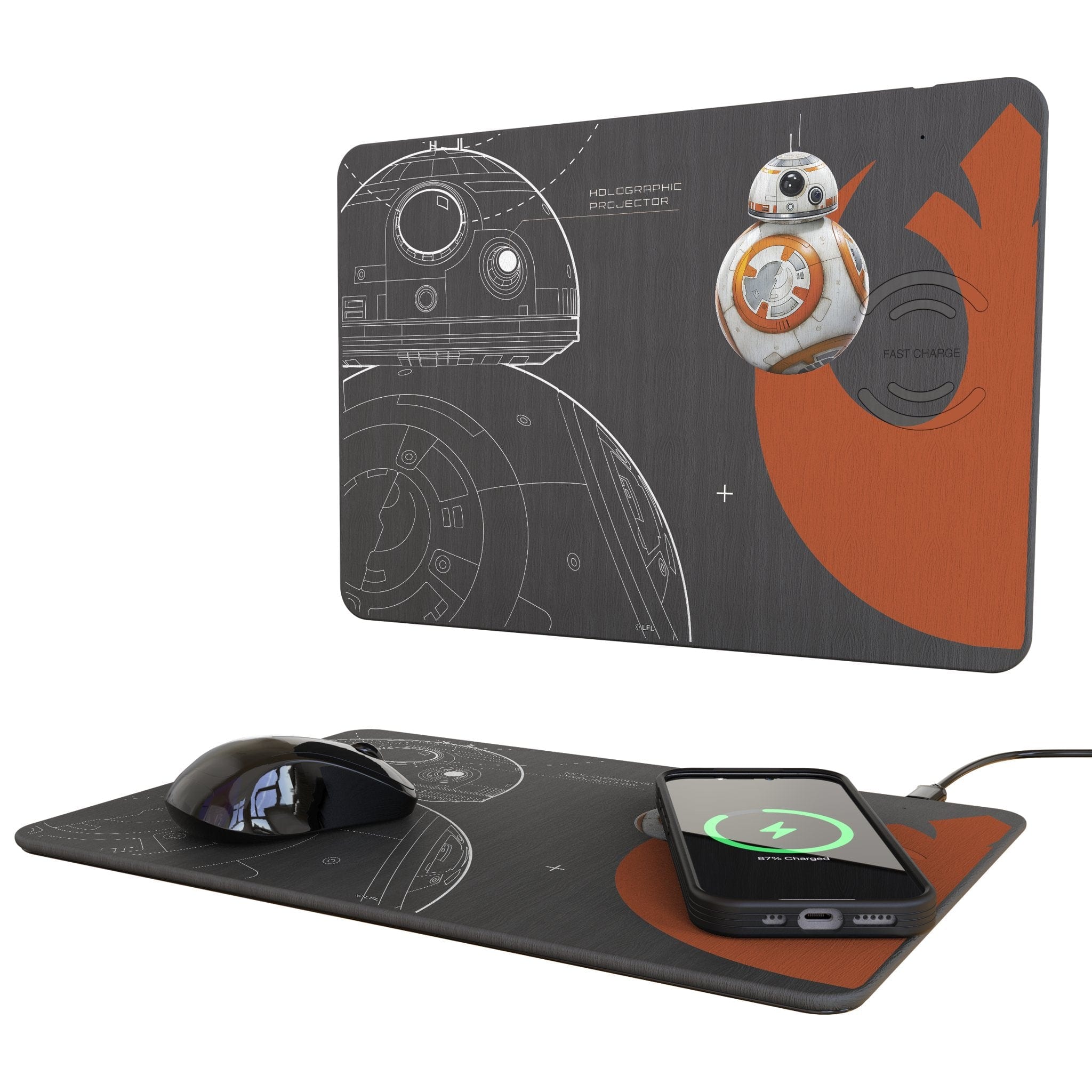 Keyscaper - Star Wars: The Force Awakens FactionTech 15-Watt Wireless Charger and Mouse Pad - BB-8