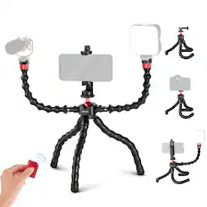 Front. Neewer - Flexible Vlog Tripod for iPhone - with Magic Arms, Phone Clamp & Action Camera Mount.