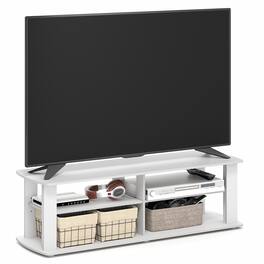 Furinno - NELLY TV Stand, 3-Tier Entertainment Center with Open Shelves Storage, TV Console for 50in TV, for Living Room, Bedroom - White