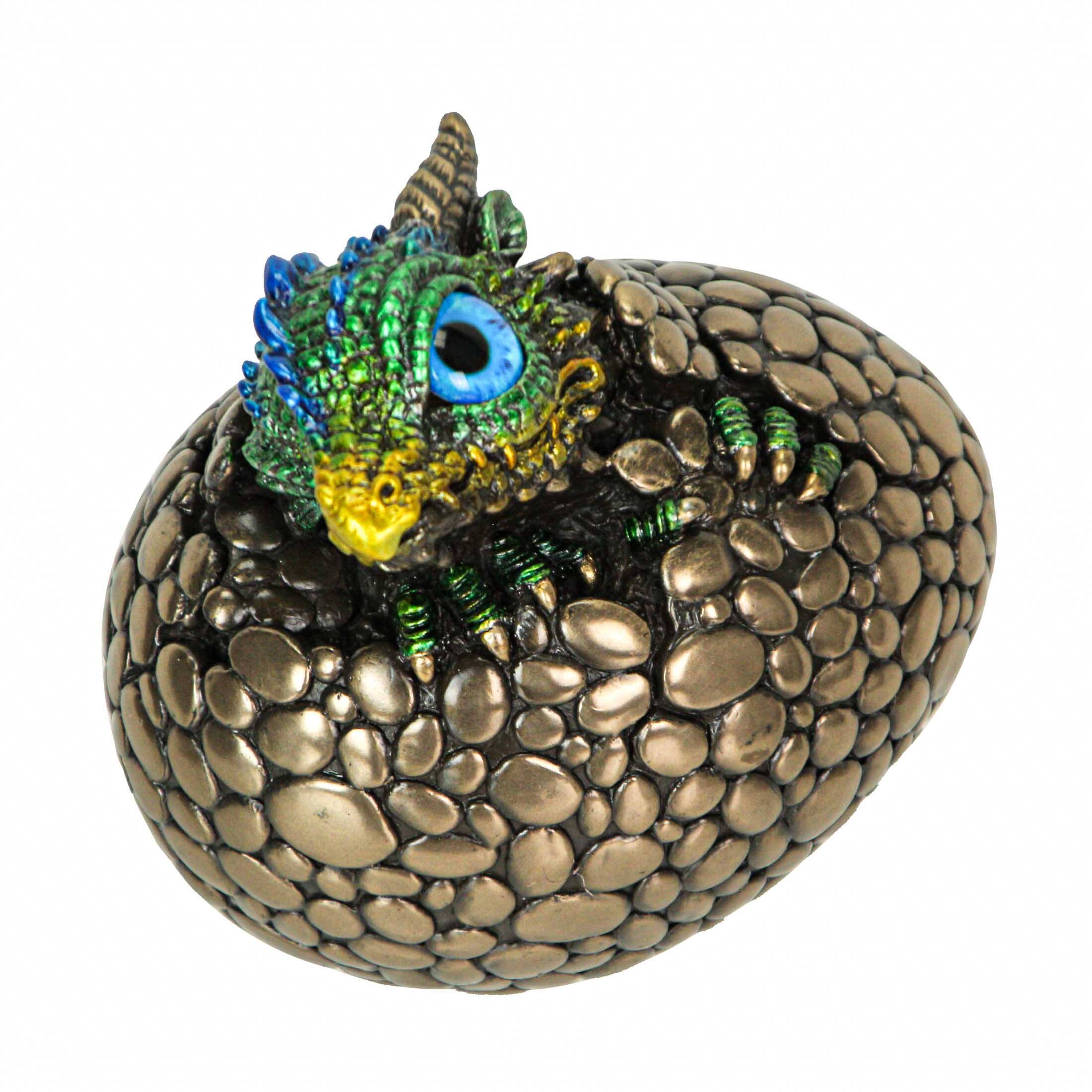 Alt View 2. Veronese Design - Bronze Finish Dragon Hatchling Figurine with Hand Painted Color Accents - Multicolored.