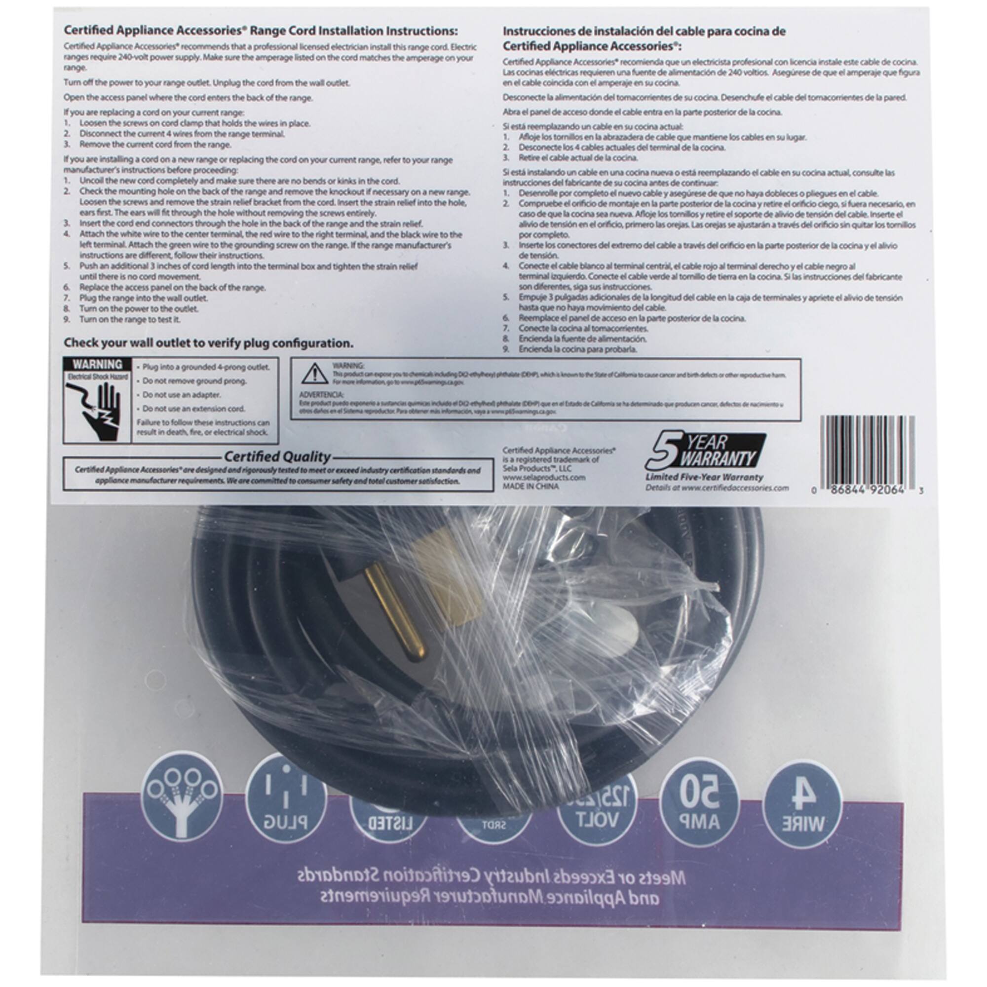 Certified Appliance Accessories Range Cord Installation Instructions:

Certified Appliance Accessories recommends professional licensed electrician install. Certified Appliance Accessories ranges require power supply amperage. Busted Certified professional knowledge. Install range. Asegúrese figura power mange outlet. Unplug outlet. Open NRN panel where entens mange. Desconecte pared replacing Cet nange Cable pare posterior cocina. Lomsen sneu damp holds place cocina. Oisconnect cene mange cables. Sugar Remove nuene range installing range replacing cumrent. Retive cocina ranpe nange. Seure cocina. Uncol completely bends coiina. Check mounting nange remove knockout necessary nange dobleces. Loosen sTeWS re bracket hole through removing sERPWS entirely cocina soporte. Inserte Prsens connection through mange nelef oregjas oNIGA orifiio uitar. Aftach white center h terminal Idack completo Berminal gree.

Certified Appliance Accessories® Range Cord Installation Instructions:
Certified Appliance Accessories® range cords require a 240-volt power supply. Make sure the amperage listed on the cord matches the amperage on your range. Turn off the power to your range outlet.