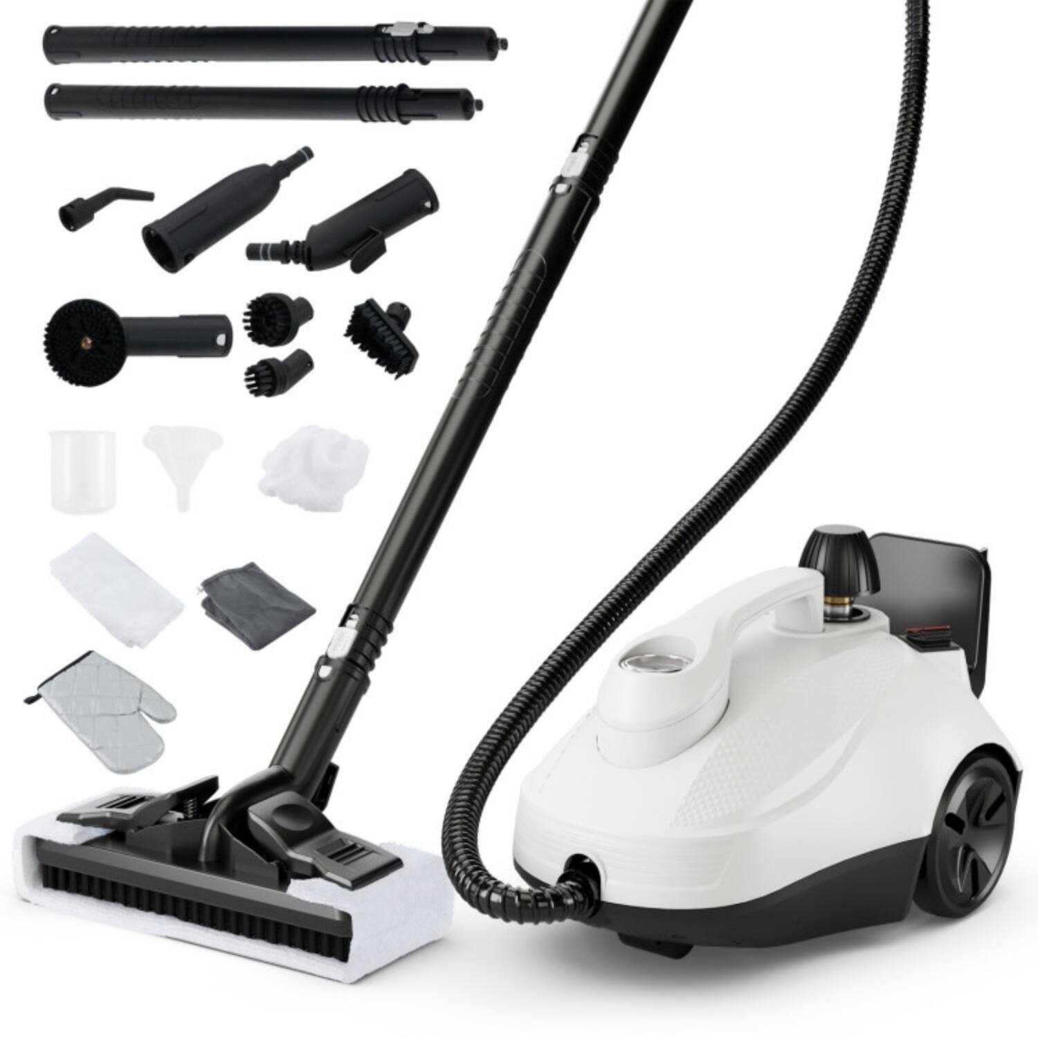 Alt View 5. LUCKY ONE - 1800W Steam Cleaner 61 oz Tank 35 Min Continuous Steam 360° Mobility - Gray & White.