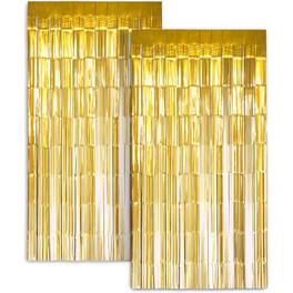 Zink - Foil Curtain Backdrop, Tinsel Streamers for Photo Booth, Parties & Weddings - 2 Pack - Gold