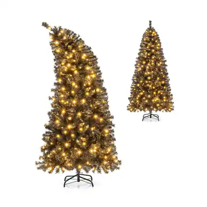 Front. Kadyn - Home Party Christmas Tree Decorations,6/7 FT Artificial Christmas Tree with Bendable Top Section and Warm Light-6 FT - Black.