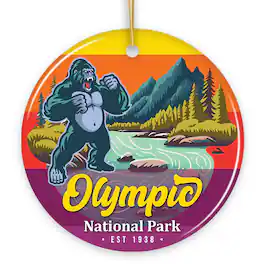 OrnamentallyYou - Olympic National Park Retro Style Ornament Washington USA Tourist Attraction and Gift - Multi-colored