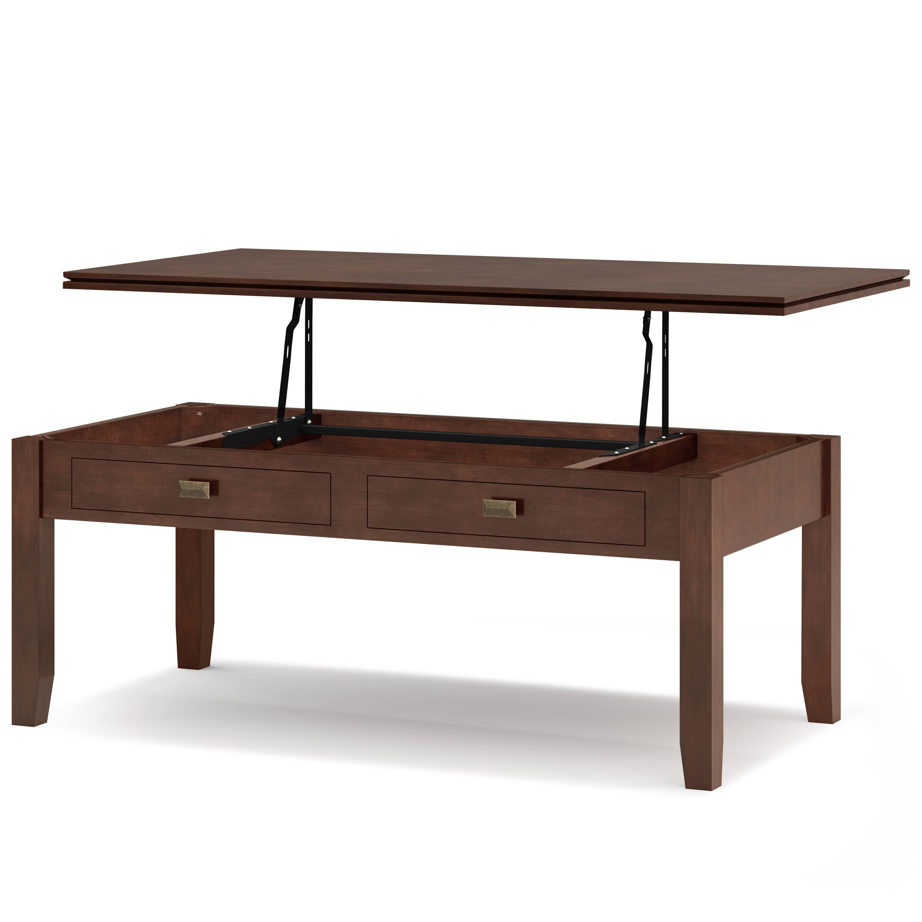 Angle. Simpli Home - Artisan Lift Top Coffee Table - Russet Brown.