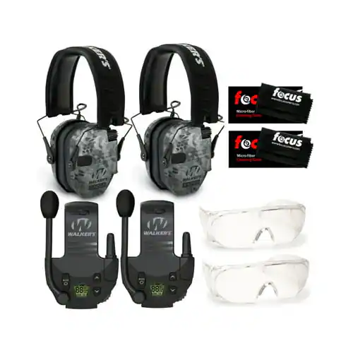 Walker Razor Microphone Walkers Razor Digital Ear Muffs with Walkie Talkie Attachment Bundle (2 ...