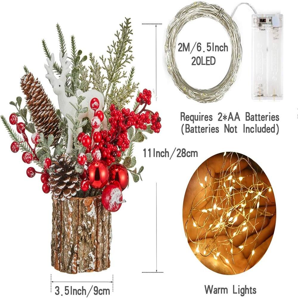 2M/6.5Inch 20LED  
Requires 2*AA Batteries (Batteries Not Included)  
11Inch/28cm  
3.5Inch/9cm  
Warm Lights