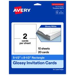 Avery - Printable Invitation Cards, 5.5" x 8.5", Glossy 20ct - White